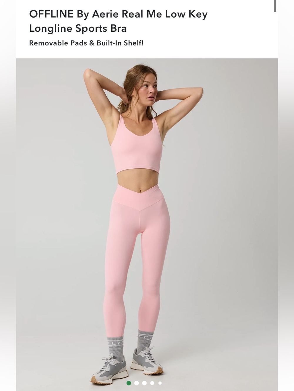 aerie Pink Low-Key Longline Sports Bra